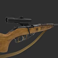 Classic Bolt Action Rifle Featuring Wooden Stock Scope And Leather Strap