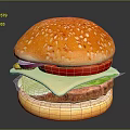 Delicious Fresh Hamburger With Sesame Seed Bun Tomato Red Onion Lettuce Cheese And Beef Patty