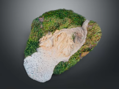 Detailed Terrain Model With Green Vegetation And Light Colored Rocky Surface Features 3d model