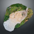 Detailed Terrain Model With Green Vegetation And Light Colored Rocky Surface Features