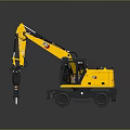 Yellow Wheel Excavator Equipped with Hydraulic Breaker for Heavy Duty Construction Tasks