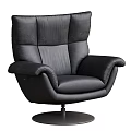Comfortable Black Leather Single Sofa with Modern Armrest and Swivel Base Design 3d model