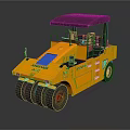 Yellow XCMG K9 Armoured Road Roller With Black Canopy And Multiple Rollers 3d model