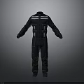 Dark Blue Workwear Jumpsuit With White Stripes And Multiple Pockets For Daily Use