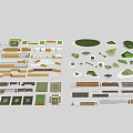 Various Tree Pit Designs With Different Materials Shapes And Green Plant Elements 3d model