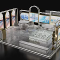 Wanfu Mingdu City Modern Exhibition Hall Interior With Display Screens And Brand Showcases