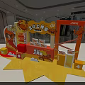 Golden Autumn Hairy Crab Promotion Booth With Fresh Offers Cartoon Characters And Yellow Red Decor