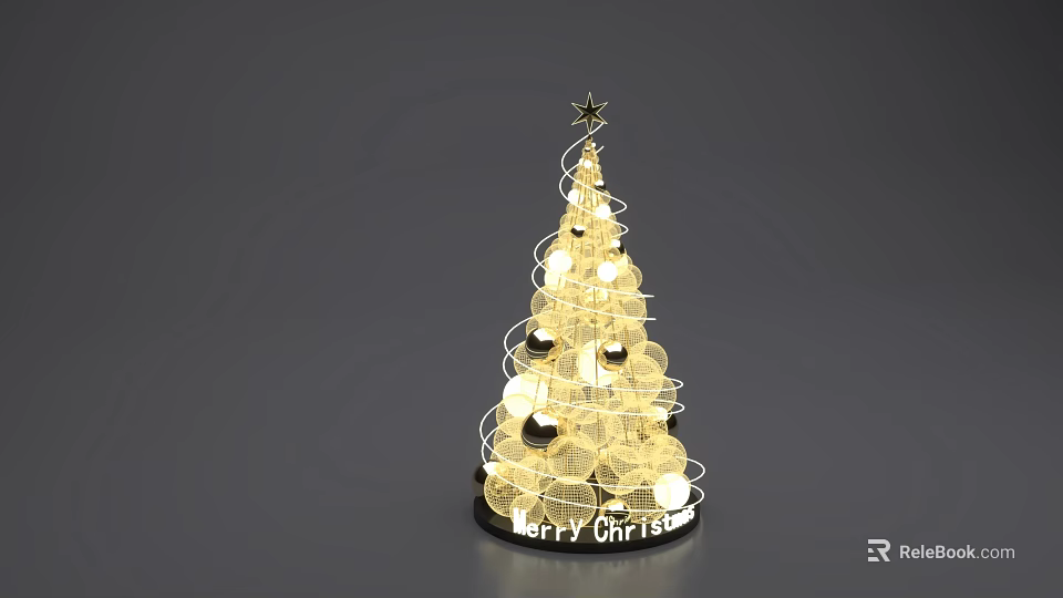 Commercial Christmas Decoration Equipment With String Lights Decorative Balls Star Topper And Festive Lettering Base 3d model 