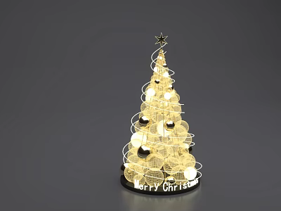 Commercial Christmas Decoration Equipment With String Lights Decorative Balls Star Topper And Festive Lettering Base 3d model