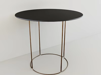 Modern Minimalist Round Black Table With Sleek Surface And Metal Legs 3d model