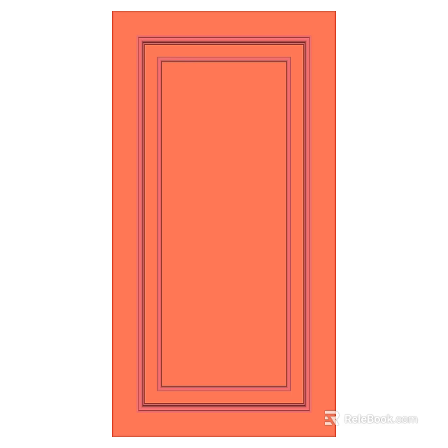 Orange Interior Door With Simple Frame Design And Smooth Surface 3d model 