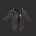 Brown Hooded Jacket With Zipper Front And Detailed Cuffed Sleeves Design