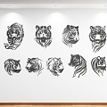 Silhouette Tiger Tiger Head Decorative Painting Decoration 3d model