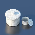 White Stone Pattern Dinnerware Set with Lid Container and Small Cup on Dark Blue Background 3d model