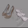 Elegant Silver And White Stiletto Heels With Decorative Rhinestones And Buckles