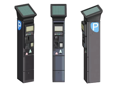 Commercial Parking Equipment Featuring Display Screen Operation Panel And Blue P Sign 3d model