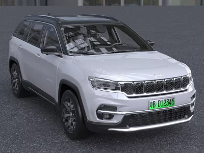 White Jeep SUV With Green License Plate And Modern Exterior Design 3d model