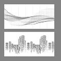 Modern Urban Silhouette And Perforated Wave Pattern Wall Art Design 3d model