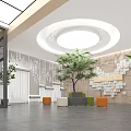 Modern School Hall Interior With Minimalist Design Lighting And Greenery 3d model