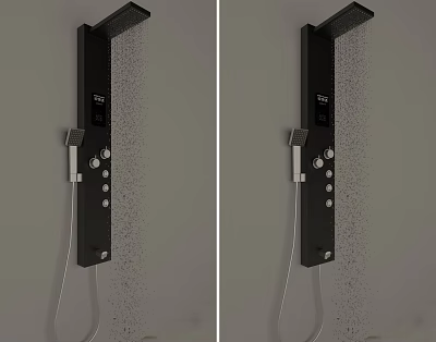 Modern Black Shower Head System With Digital Display Control Panel And Handheld Sprayer 3d model