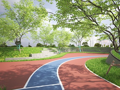 Modern Park Landscape Garden Trail Landscape 3d model