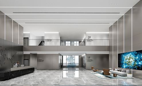 Modern Hall Company Lobby 3d model