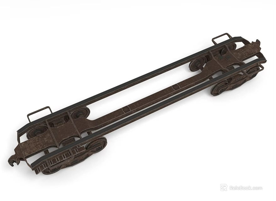 Vintage Train Metal Chassis With Rusty Wheels And Classic Frame Structure 3d model 