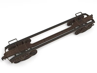 Vintage Train Metal Chassis With Rusty Wheels And Classic Frame Structure 3d model