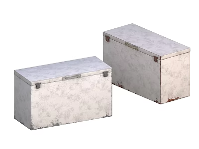 Two White Metal Vintage Freezers With Worn Texture And Rusty Details 3d model
