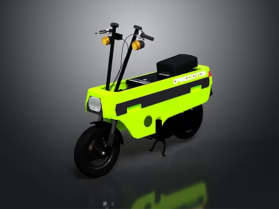 Neon Yellow Modern Motorcycle with Black Seat Yellow Handlebar Lights and Sleek Design 3d model