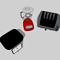 Essential Kitchen Appliances Including White Scale Red Blender And Gray Toaster
