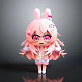 Cute Game Movie Character With Pink Hair Rabbit Ears Twintails And Big Eyes