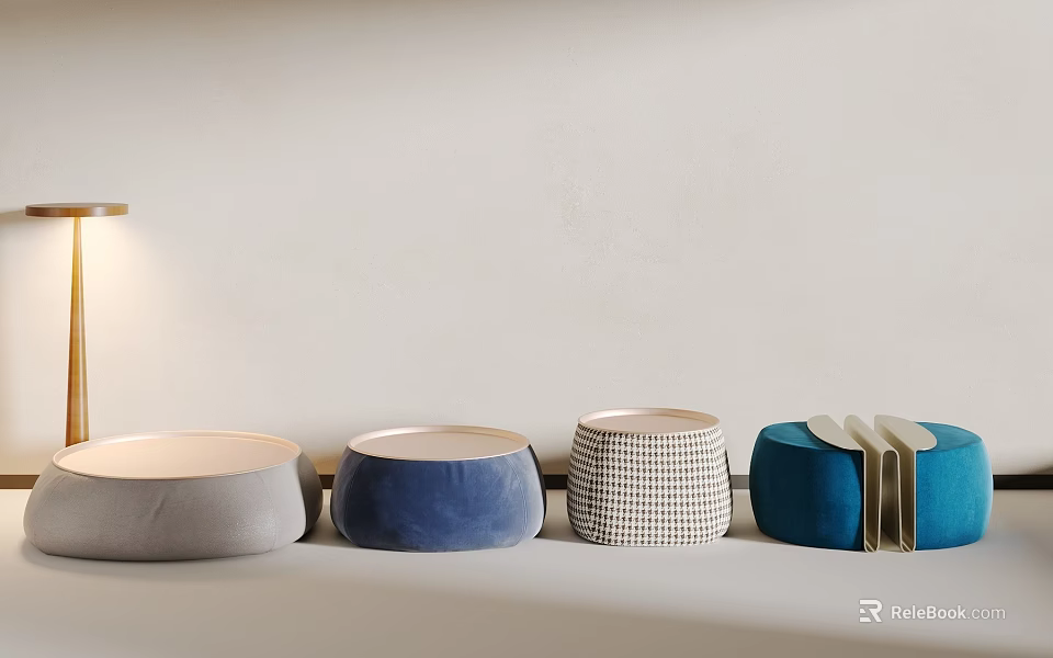 Modern Single Sofa Designs With Gray Blue Checkered And Decorative Styles 3d model