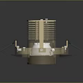 Futuristic Golden Sci Fi Mechanical Device With Cylindrical Vented Body And Base Panel