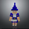 Minecraft Style Character In Blue Outfit And Hat With White Beard Holding Scroll