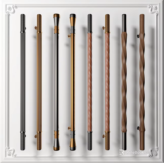 Variety Of Stylish Door Handles In Different Materials And Designs For Home Doors 3d model 