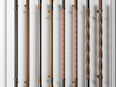 Variety Of Stylish Door Handles In Different Materials And Designs For Home Doors 3d model