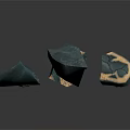 Textured Natural Wood And Stone Decorative Pieces Featuring Irregular Shapes And Golden Details