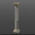 Classical White Column with Intricate Carved Details and Square Base on Dark Background