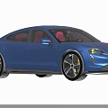 Blue Sports Car With Sleek Aerodynamic Body And Red Leather Seats