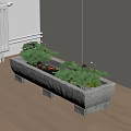 Indoor Water Fountain with Stone Container Lotus Leaves and Pink Flowers on Wooden Floor