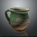 Vintage Style Handmade Ceramic Mug With Green And Orange Glaze And Handle