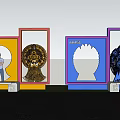 Colorful Decorative Frames With Intricate Patterns In Garden Landscape With Reflective Water And Open View
