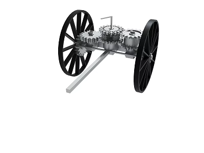 Detailed Vintage Mechanical Device With Metal Gears Wheels And Axle 3d model