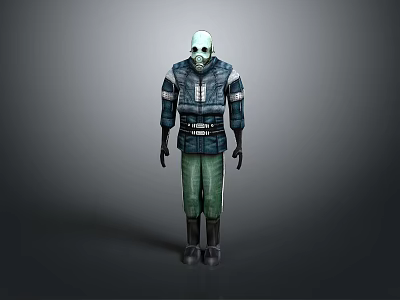 Dark Striped Jacket And Green Pants Futuristic Tech Inspired Clothing Design 3d model