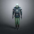 Dark Striped Jacket And Green Pants Futuristic Tech Inspired Clothing Design