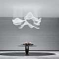 Modern chandelier crystal lamp round table 3d model