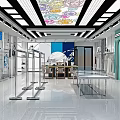 Modern Clothing Store Front With Glass Doors And Colorful Mannequin Displays