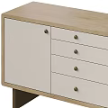 Modern Wooden Console Cabinet And Sideboard With Drawers Doors And Metal Handles