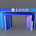 Blue Event Entrance Design With LOGO on Top and Welcome Street Heart Beat Text